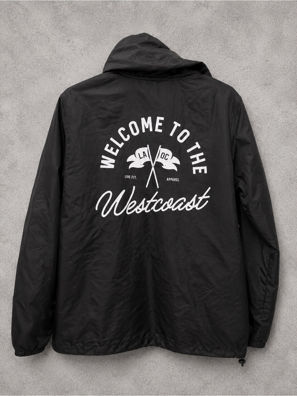 Welcome To The West Coast Live Fit Windbreaker Zip Up Hoodie Jacket Size Large